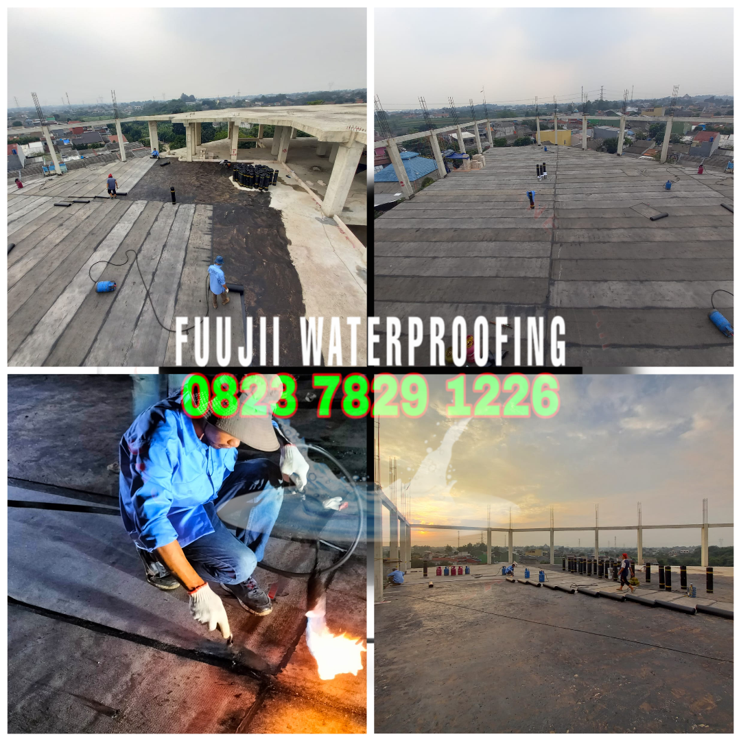 Pemasangan membran sand bogor, Supaya atap dak tidak bocor, pasang membrane bakar sand, sebelum kramik / screeding. Waterproofing membrane