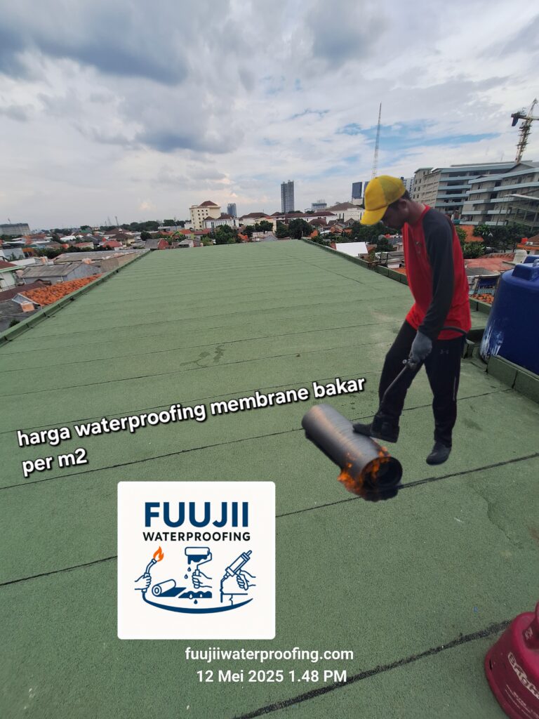 harga waterproofing membrane bakar, per m² atau per meter